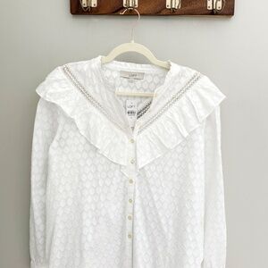 Ann Taylor LOFT button down white blouse size M